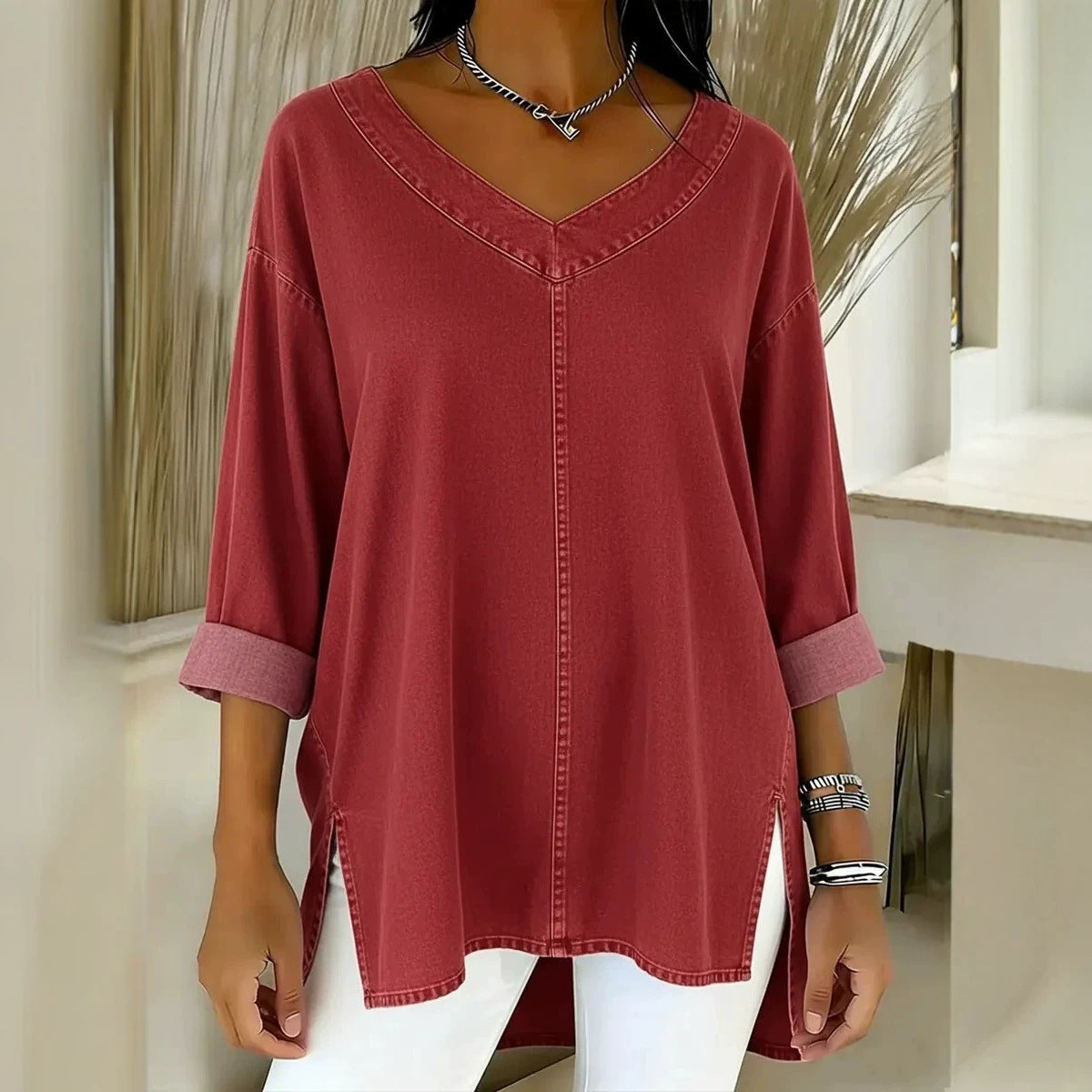 🎄New Arrivals🔥Women's Casual Washed Denim Cotton Top
