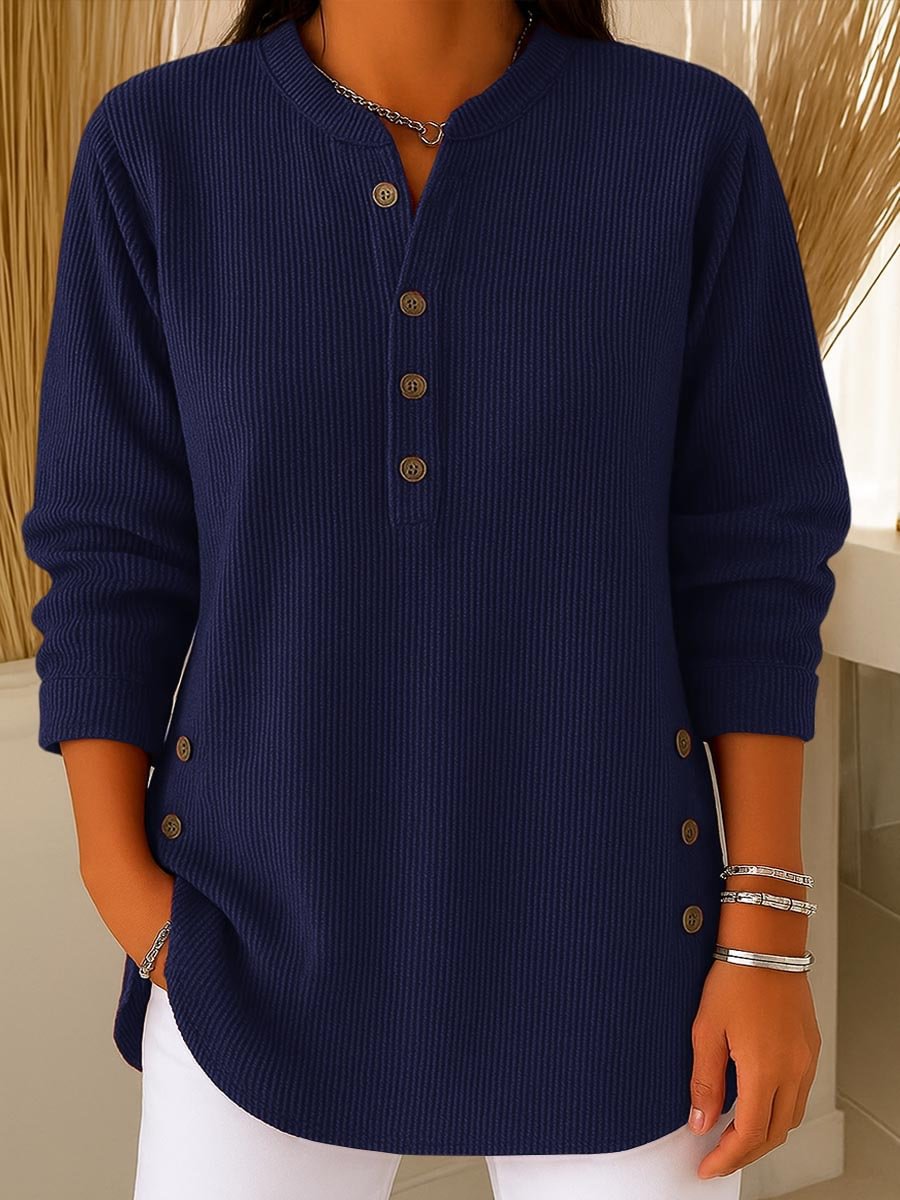 🔥 50% OFF NOW! ✨Women's Solid Color V Neck Long Sleeve Casual Loose
