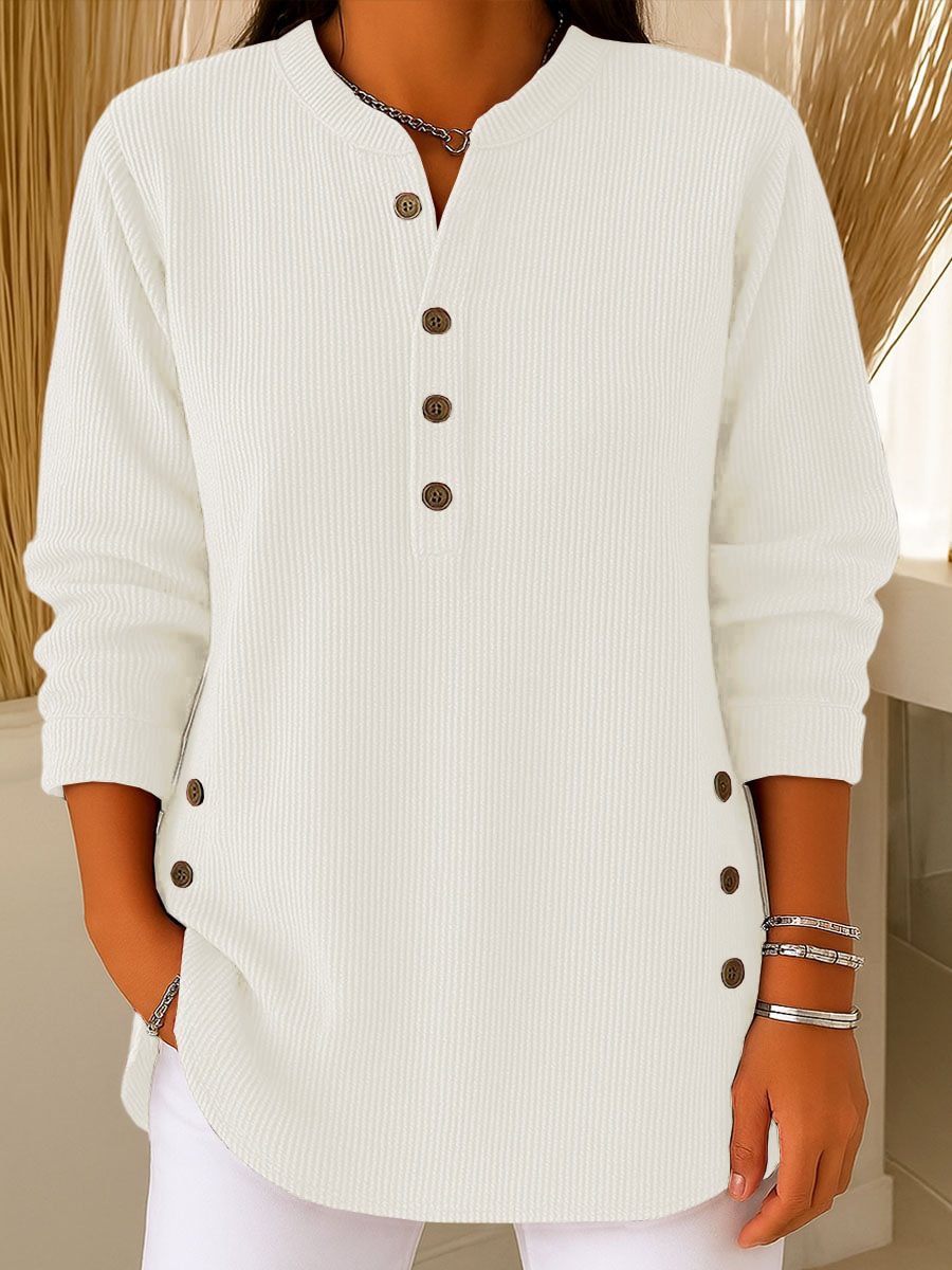 🔥 50% OFF NOW! ✨Women's Solid Color V Neck Long Sleeve Casual Loose