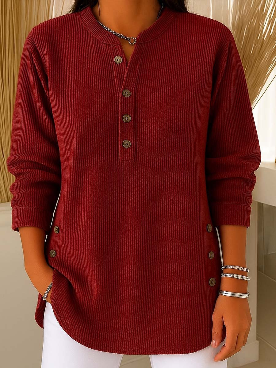 🔥 50% OFF NOW! ✨Women's Solid Color V Neck Long Sleeve Casual Loose