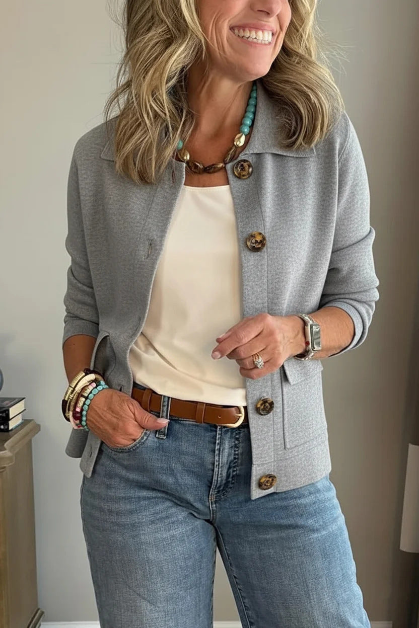 🔥 Casual Lapel Pocket Solid Color Jacket