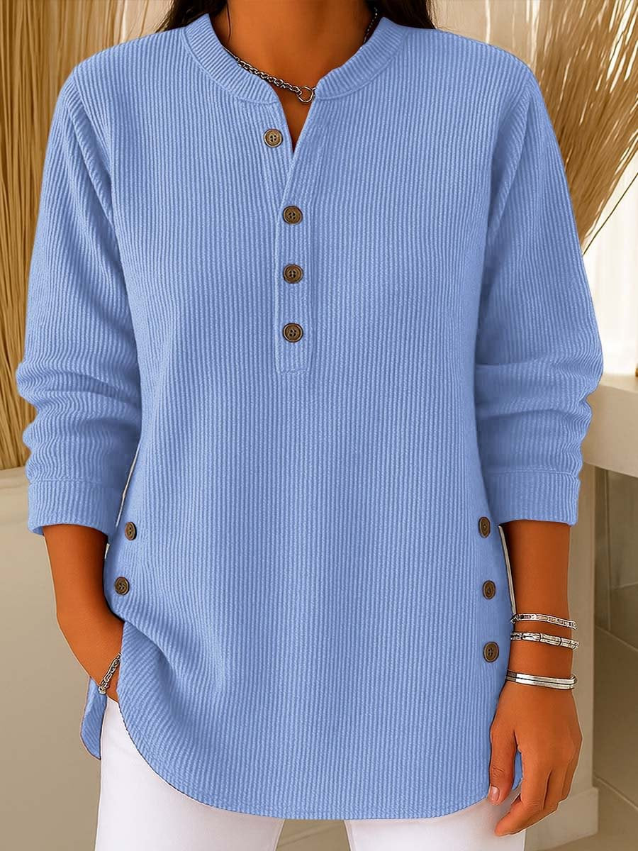 🔥 50% OFF NOW! ✨Women's Solid Color V Neck Long Sleeve Casual Loose